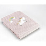 Κουβέρτα βελουτέ αγκαλιάς δύο όψεων Unicorn Mora Baby Collection-Pink