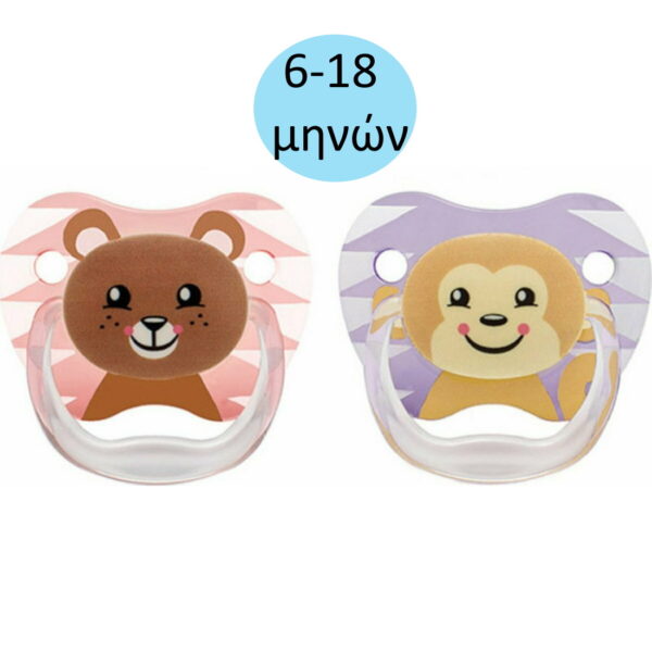 Πιπίλες Σιλικόνης 6-18m PreVent® Animals 2τεμ. Κορίτσι Dr Brown's