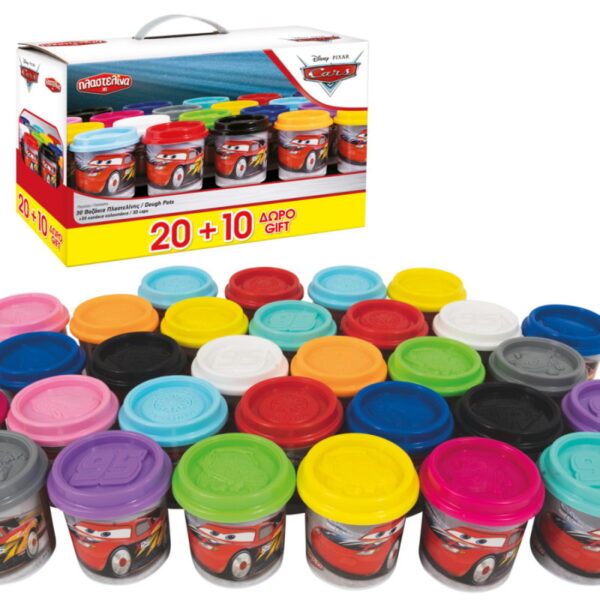 20 Βαζάκια + 10 Δώρο Με Καπάκια Καλουπάκια (13 Χρώματα) 3kg Pixar Disney Cars 3ετών+ AS Company-1
