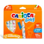 Πλενόμενοι Μαρκαδόροι Ζωγραφικής Χονδροί σε 12 Χρώματα Valorous Markers Carioca Baby