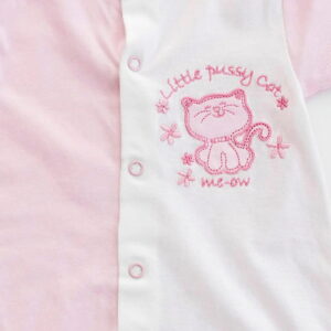 Βρεφικό Καλοκαιρινό Φορμάκι με Σχέδιο "Γατάκι" Ροζ-Λευκό Little Baby-1