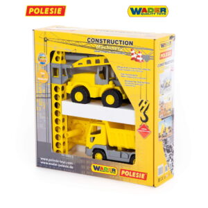 Σετ 3τεμ. Γερανός με Οχήματα Construction Machinery Set 3ετών+ Wader Polesie Toys