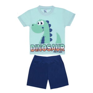 Πιτζάμα Παιδική Καλοκαιρινή "Dinosaur" (Aqua/Μπλε Σκούρο) Pretty Baby