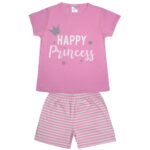 Εφηβική Καλοκαιρινή Πιτζάμα "Happy Princess" Φράουλα Ρίγα Pretty Baby