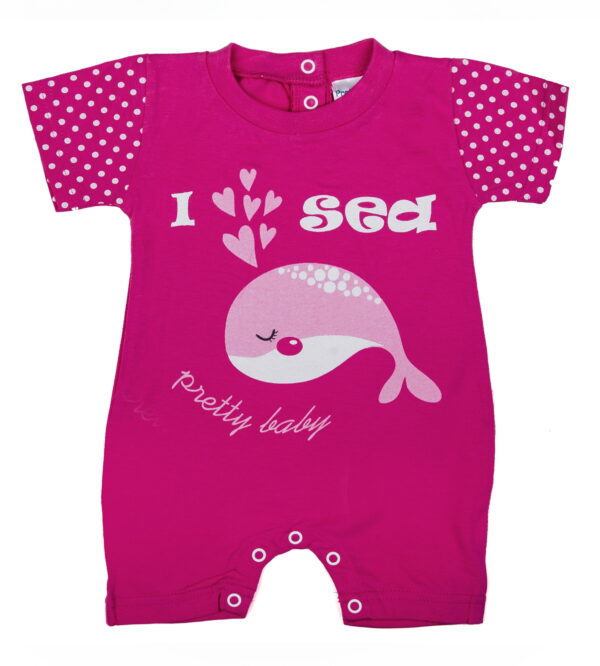 Βρεφικό Καλοκαιρινό Φορμάκι "I Love Sea" Φούξια Πουά Pretty Baby
