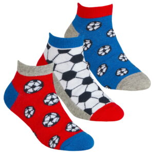 Σετ 3 ζευγάρια κοντές κάλτσες Ποδόσφαιρο Κόκκινο Cotton Rich