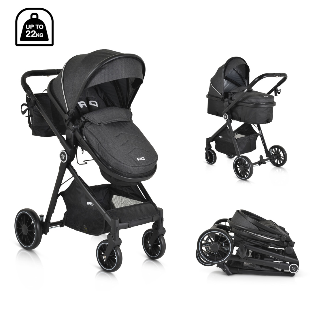 CangarooMoni-BabyStroller-2ways-Rio-Black-3800146236328