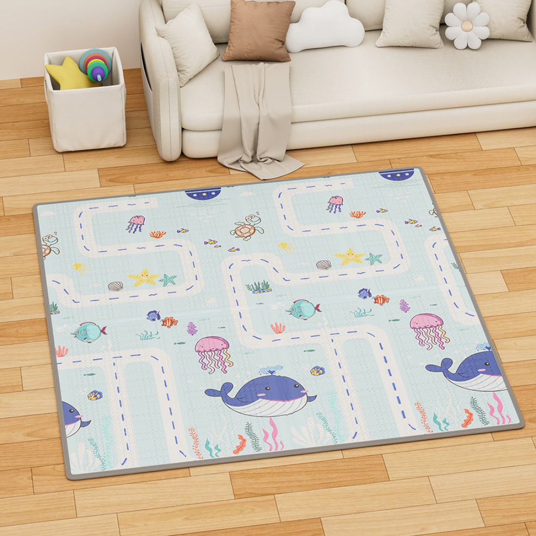 BebeStars-Foldable-PlayMat-DoubleSided-150x150cm-JungleSea-100-503-g
