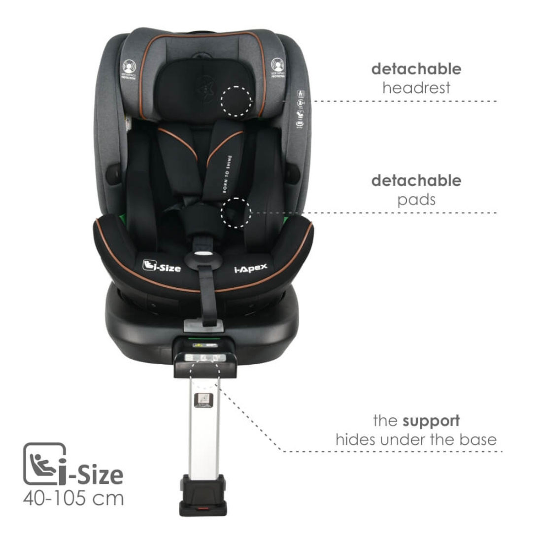 BebeStars-CarSeat-40-150cm-iApex-isize-isofix-Grey-916-186-a