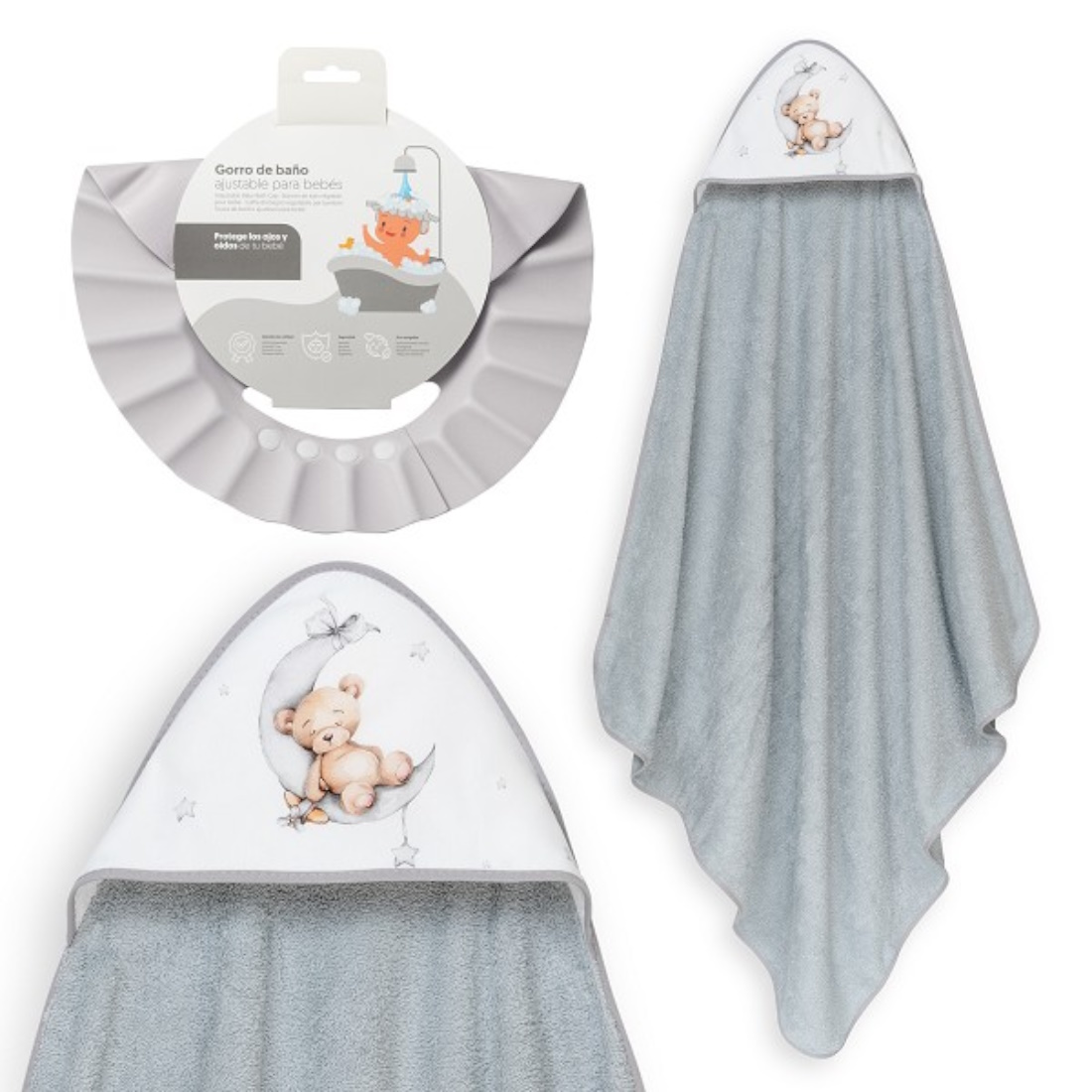 Interbaby-SetBathTowel-Bear-Grey-1260-31-8435690631456